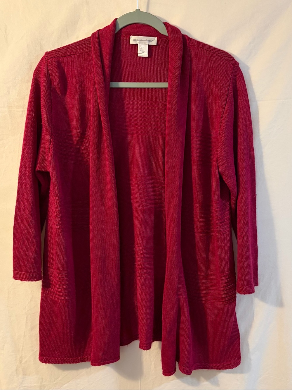 Christopher & Banks Open Front Sweater Cardigan - Deep Berry